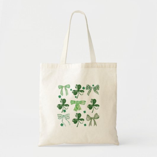 St. Patrick's Day Geluks Klaver en Strik Tote Bag (Voorkant)