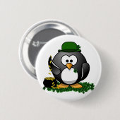 St. Patrick's Day Geluks Pinguïn met Pot met Goud Ronde Button 5,7 Cm (Voorkant /achterkant)