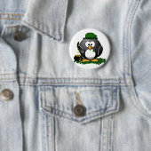 St. Patrick's Day Geluks Pinguïn met Pot met Goud Ronde Button 5,7 Cm (In situ)