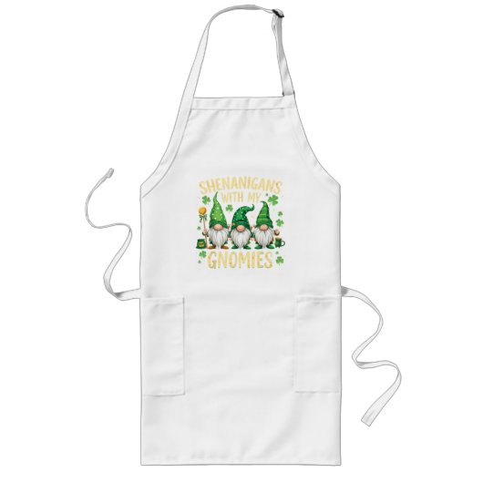 St. Patrick's Day Geluks Shamrock Kabouter Lang Schort (Voorkant)