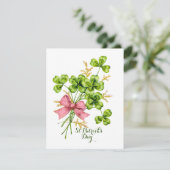 St. Patrick's Day Geluksdriebladeren Elegant Vinta Feestdagenkaart (Staand voorkant)
