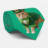 St. Patrick's Day Gelukskat Groen  Stropdas (Opgerold)