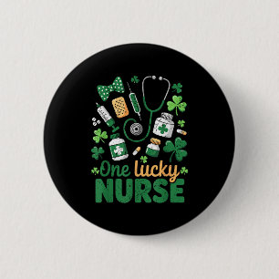 St Patricks Day Geluksverpleegster Klaver Medisch Ronde Button 5,7 Cm