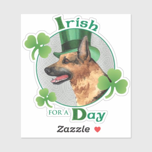 St. Patrick's Day German Shepherd Vinyl Sticker (Vel)