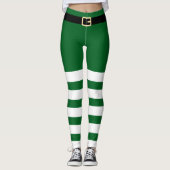 St. Patrick's Day gestreept groen en wit Leprechau Leggings (Voorkant)