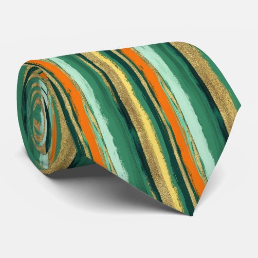 St. Patrick's Day Gestreepte Aangepaste Das (Opgerold)
