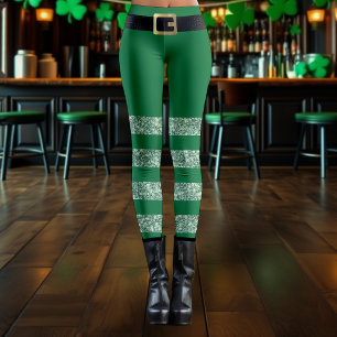 St. Patrick's Day gestreepte groene glitter Leprec Leggings