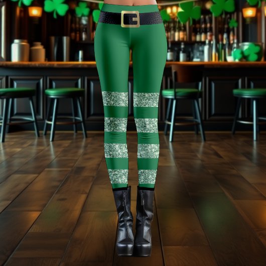 St. Patrick's Day gestreepte groene glitter Leprec Leggings