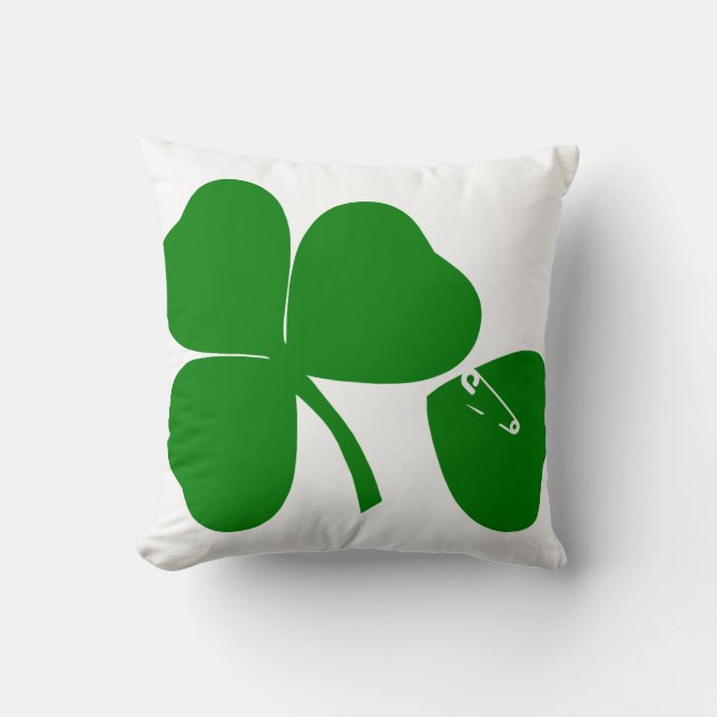 St Patrick's Day Get Lucky Safety Pin Pillow Kussen (Voorkant)