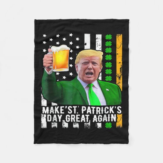 St Patrick's Day Geweldig weer Grappig Trump 1 Fleece Deken (Voorkant)