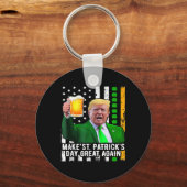 St Patrick's Day Geweldig weer Grappig Trump 1 Sleutelhanger (Voorkant)