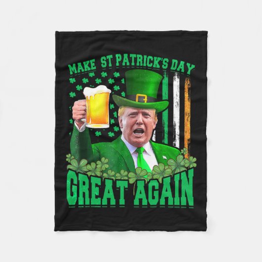 St Patrick's Day Geweldig weer Grappig Trump 3 Fleece Deken (Voorkant)