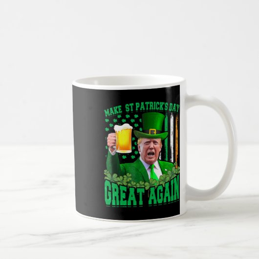St Patrick's Day Geweldig weer Grappig Trump 3 Koffiemok (Rechts)