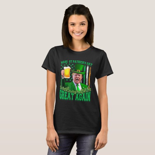 St Patrick's Day Geweldig weer Grappig Trump 3 T-shirt (Voorkant volledig)