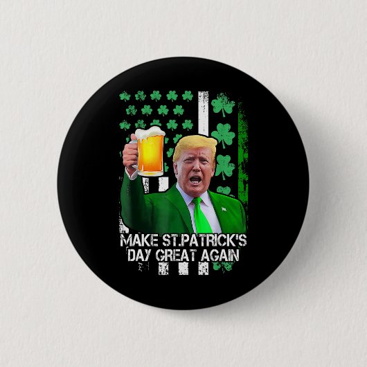 St Patrick's Day geweldig weer grappige Trump met Ronde Button 5,7 Cm (Voorkant)