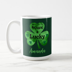 St. Patrick's Day Gezegend en Gelukkig Shamrock Mo Koffiemok