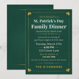 St. Patrick's Day gezinsdiner traditioneel Iers Kaart