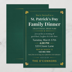 St. Patrick's Day gezinsdiner traditioneel Iers Kaart
