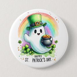 St Patricks Day Ghost Ronde Button 7,6 Cm