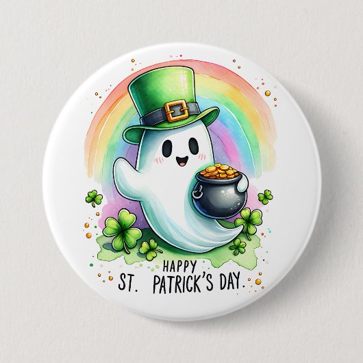 St Patricks Day Ghost Ronde Button 7,6 Cm (Voorkant)