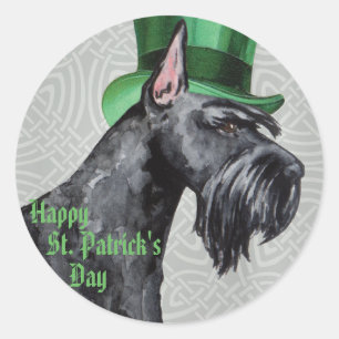 St. Patrick's Day Giant Schnauzer Ronde Sticker