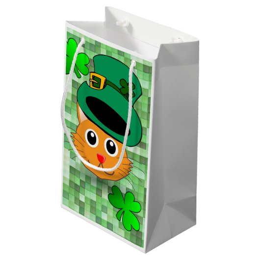 St. Patrick's Day Gift Bag Cat Klein Cadeauzakje (Achterkant Gekanteld)