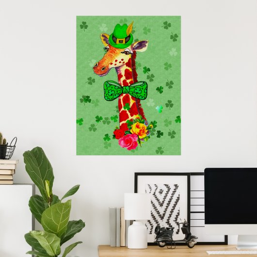 St. Patrick's Day Giraffe Poster (Thuiskantoor)
