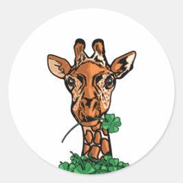 St. Patricks Day Giraffe Ronde Sticker