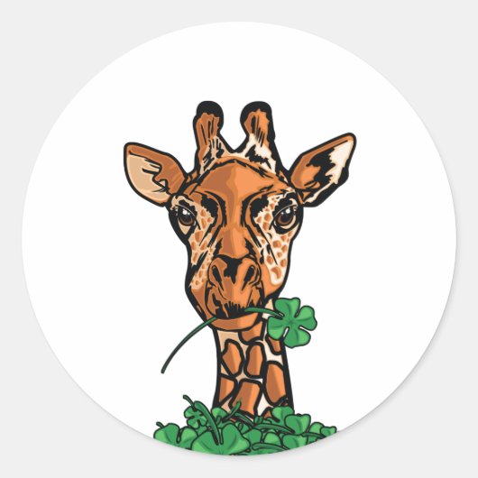 St. Patricks Day Giraffe Ronde Sticker (Voorkant)