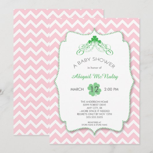 St Patrick's Day Girl Baby shower Kaart (Voorkant / Achterkant)