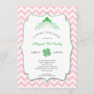 St Patrick's Day Girl Baby shower Kaart