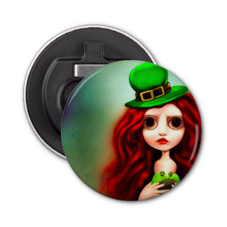 St. Patrick's Day Girl Button Flesopener
