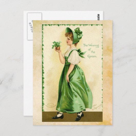 St. Patrick's Day Girl in Green Briefkaart (Voorkant / Achterkant)