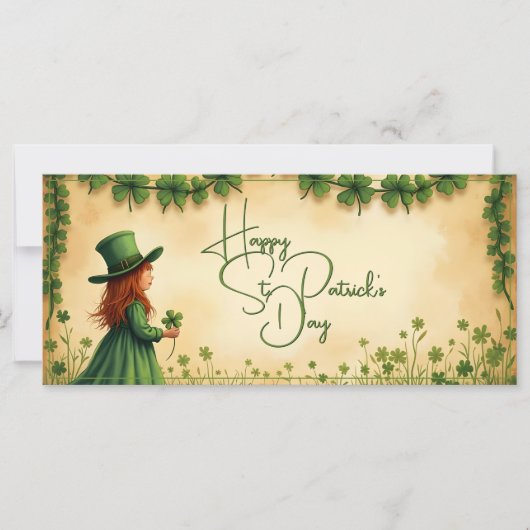 St. Patrick's Day Girl met Shamrocks (Voorkant)