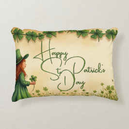 St. Patrick's Day Girl met Shamrocks Accent Kussen