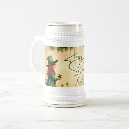 St. Patrick's Day Girl met Shamrocks Bierpul (Voorkant links)