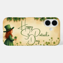 St. Patrick's Day Girl met Shamrocks iPhone 16 Hoesje