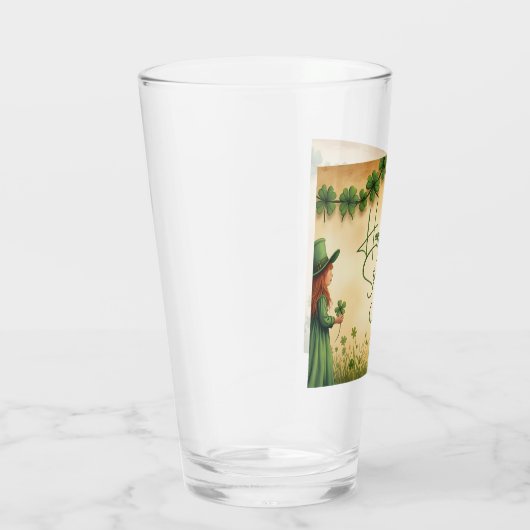 St. Patrick's Day Girl met Shamrocks Glas (Rechts)