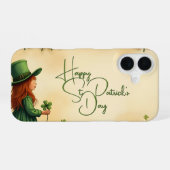 St. Patrick's Day Girl met Shamrocks iPhone 16 Hoesje (Achterkant horizontaal)