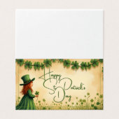 St. Patrick's Day Girl met Shamrocks Kaart (Buitenkant ongevouwen)