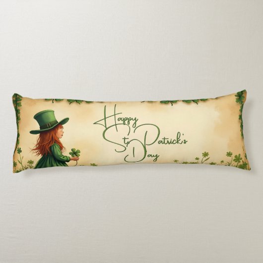 St. Patrick's Day Girl met Shamrocks Lichaamskussen (Achterkant)