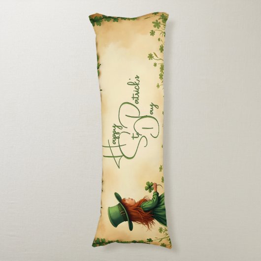 St. Patrick's Day Girl met Shamrocks Lichaamskussen (Voorkant Verticaal)