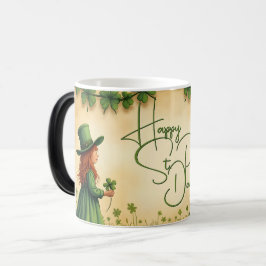 St. Patrick's Day Girl met Shamrocks Magische Mok