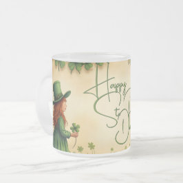 St. Patrick's Day Girl met Shamrocks Matglas Koffiemok