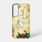 St. Patrick's Day Girl met Shamrocks Samsung Galaxy Hoesje (Achterkant)
