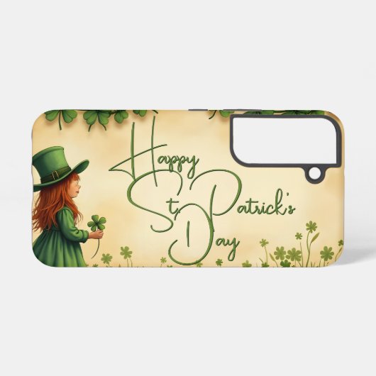 St. Patrick's Day Girl met Shamrocks Samsung Galaxy Hoesje (Achterkant horizontaal)
