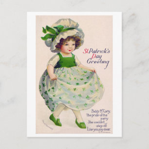 St. Patrick's Day Girl, Vintage Briefkaart