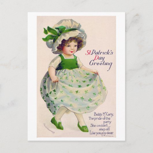St. Patrick's Day Girl, Vintage Briefkaart (Voorkant)