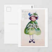 St. Patrick's Day Girl, Vintage Briefkaart (Voorkant / Achterkant)