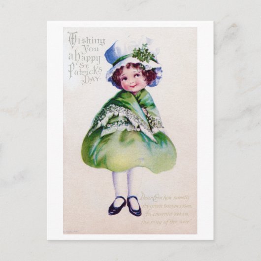 St. Patrick's Day Girl, Vintage Briefkaart (Voorkant)